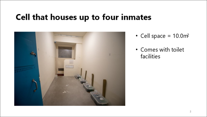 Cell that houses up to 4 inmates