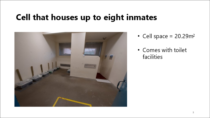 Cell that houses up to eight inmates